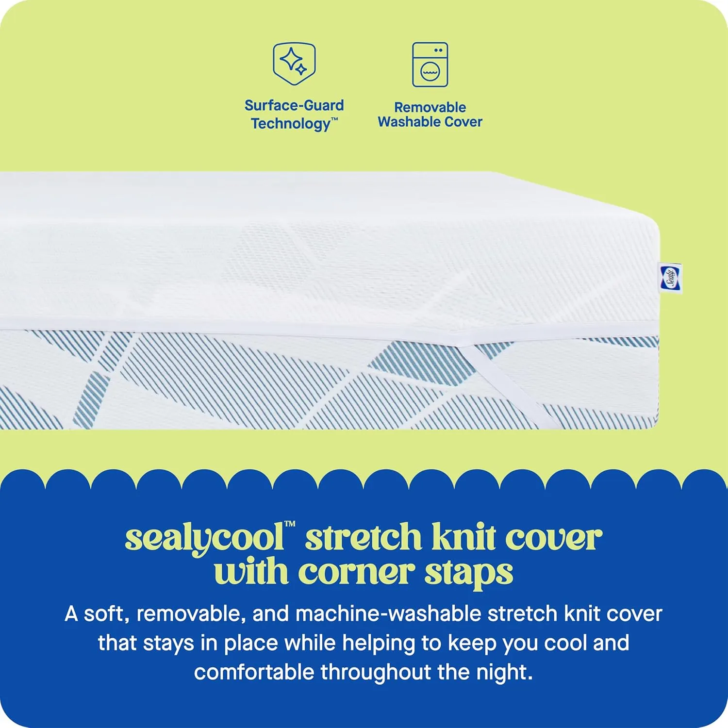 Sealy Dreamlife 3” Gel Memory Foam King Mattress Topper with Cooling Cover, SealyComfort Gel Foam, SealyCool Stretch Knit Cover with Corner Straps