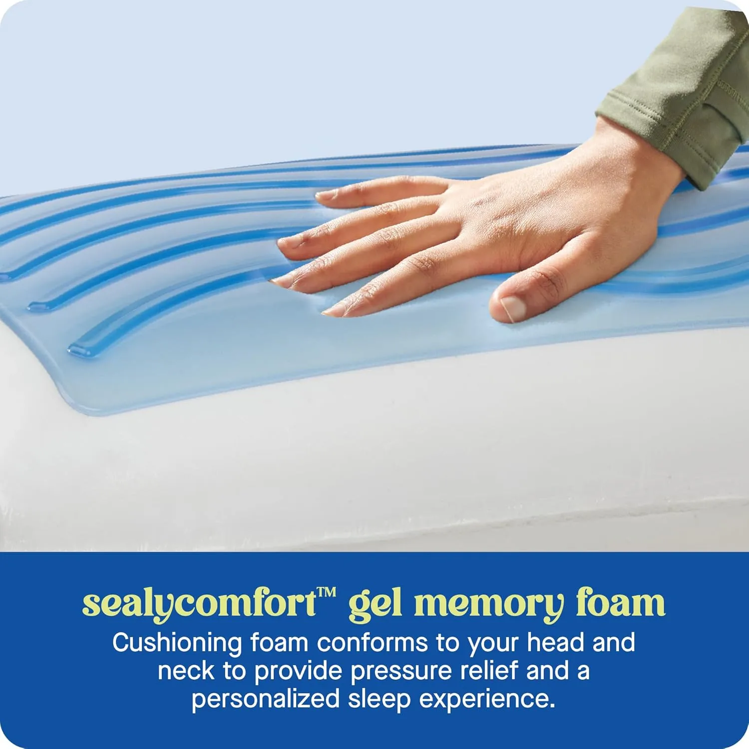 Sealy Dreamlife King Size Memory Foam Cooling Pillow with SealyChill Cooling Gel, Removable Machine-Washable Cover, Made in The USA, White