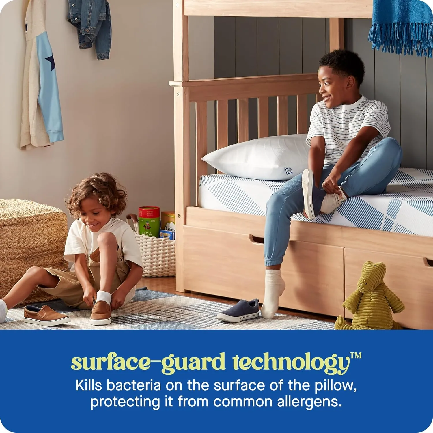 SEALY Dreamlife Queen Size Shredded Foam Pillow with Surface Guard Technology, Removable Machine-Washable Cover, 1 Year Limited Warranty, White