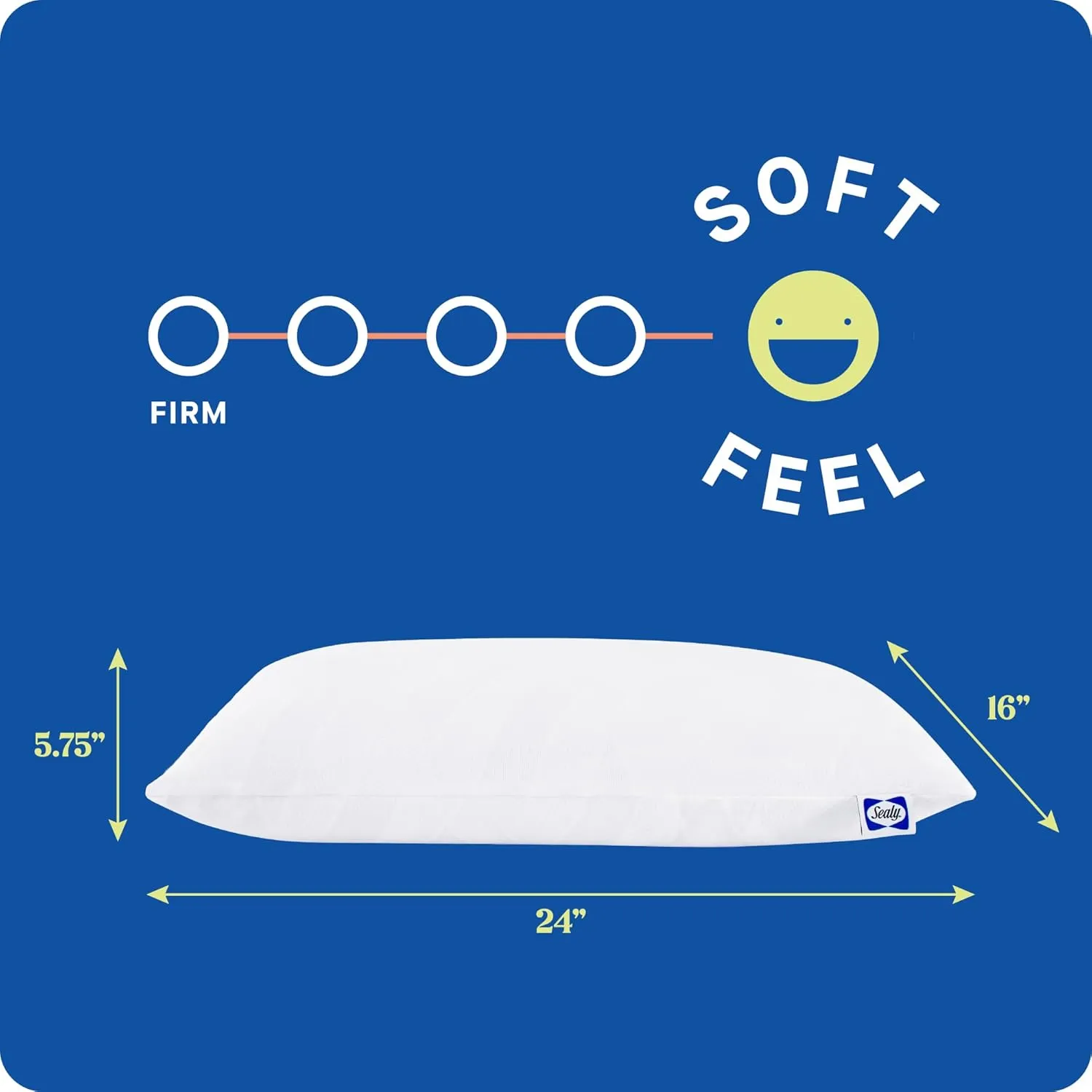 SEALY Dreamlife Queen Size Shredded Foam Pillow with Surface Guard Technology, Removable Machine-Washable Cover, 1 Year Limited Warranty, White