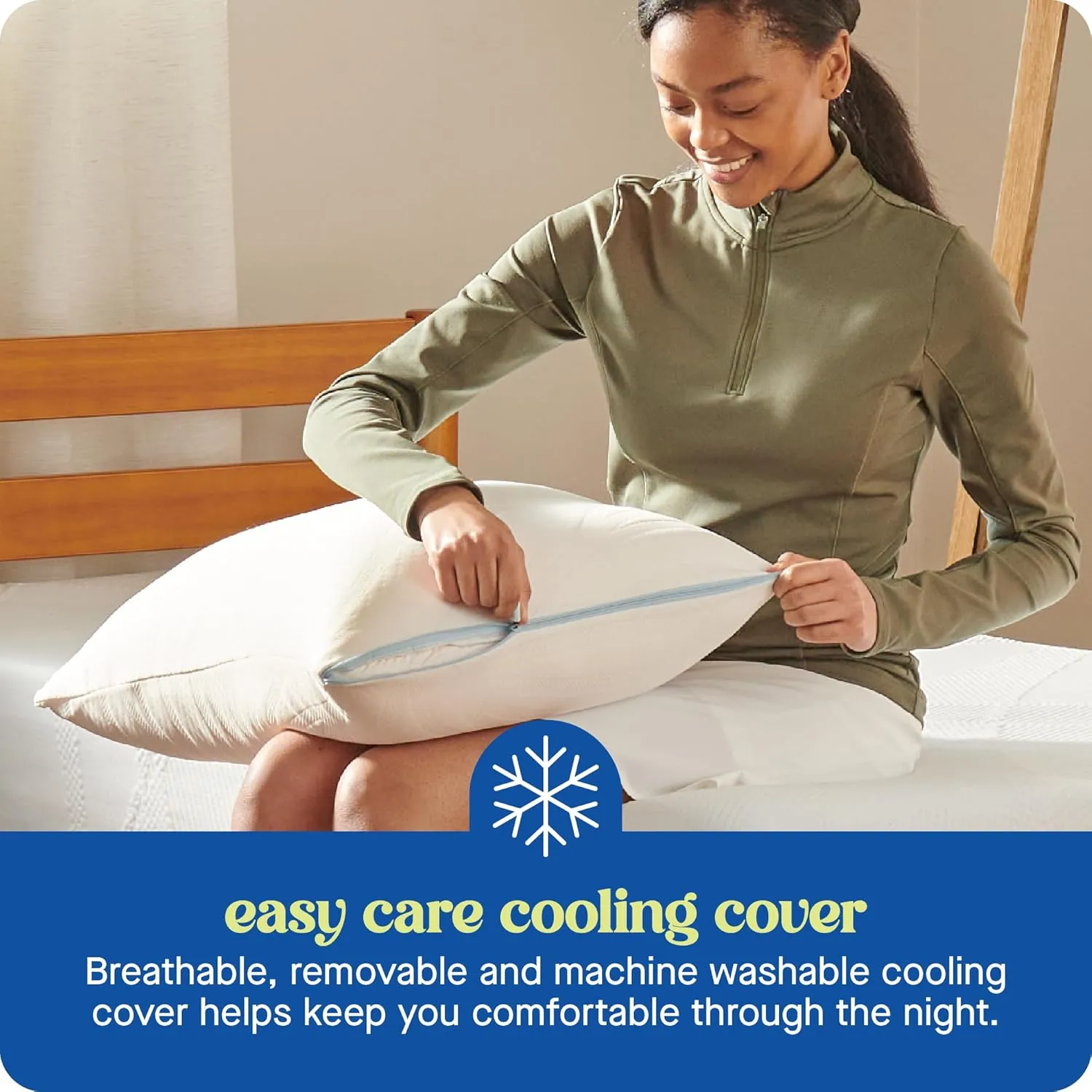 SEALY Dreamlife Queen Size Shredded Foam Pillow with Surface Guard Technology, Removable Machine-Washable Cover, 1 Year Limited Warranty, White