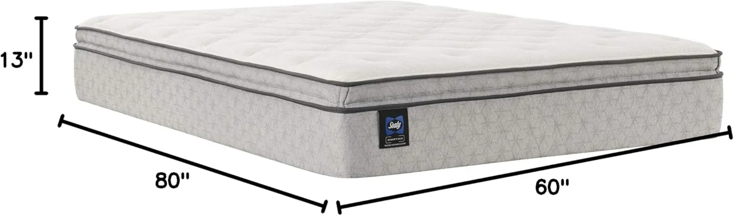 Sealy Essentials Spring Winter Green Euro Pillowtop Soft Feel Mattress, Queen