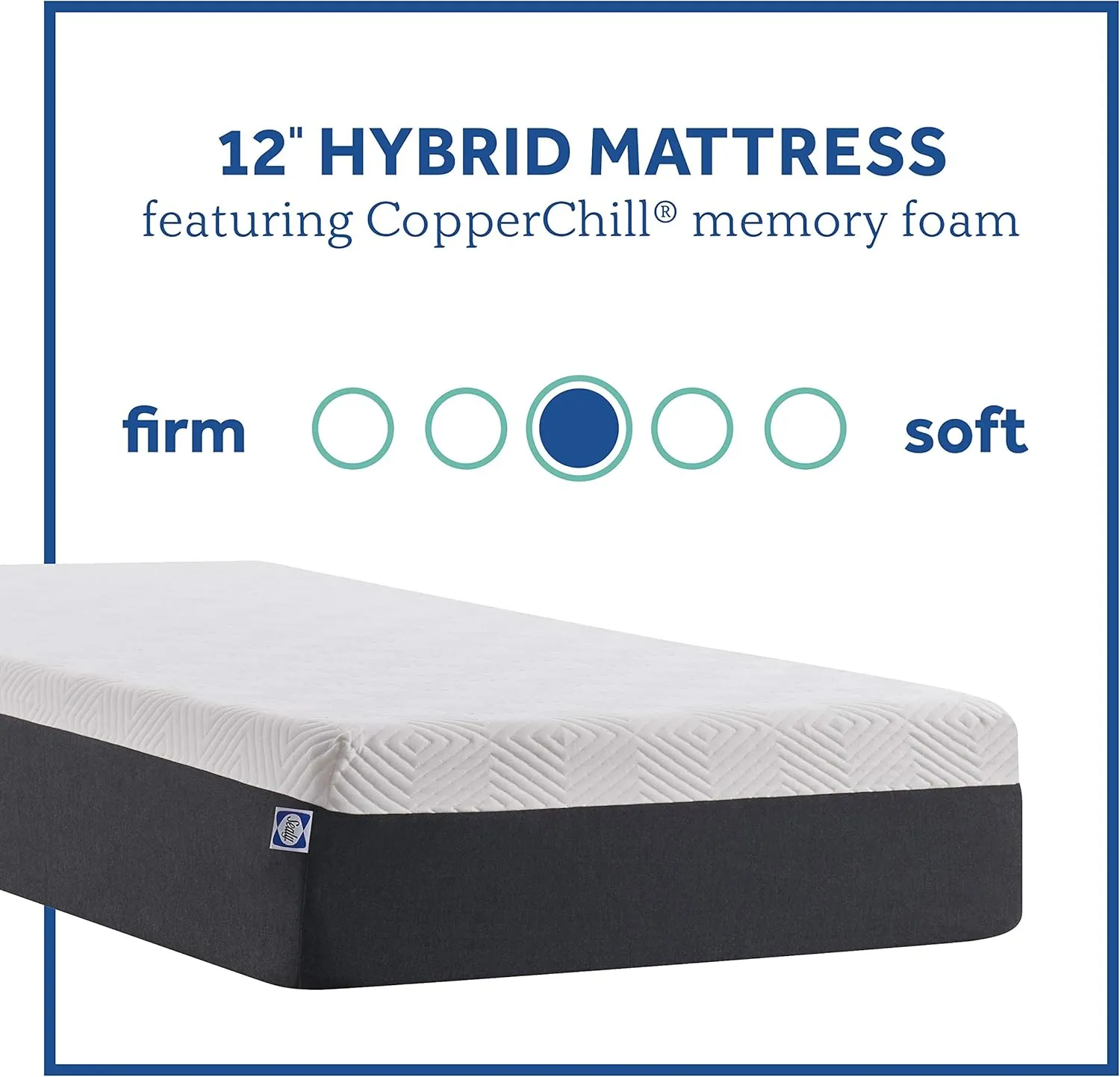 Sealy - Hybrid Bed in a Box - 12 Inch, Medium Feel, Queen Size, CopperChill Technology, CertiPur-US Certified