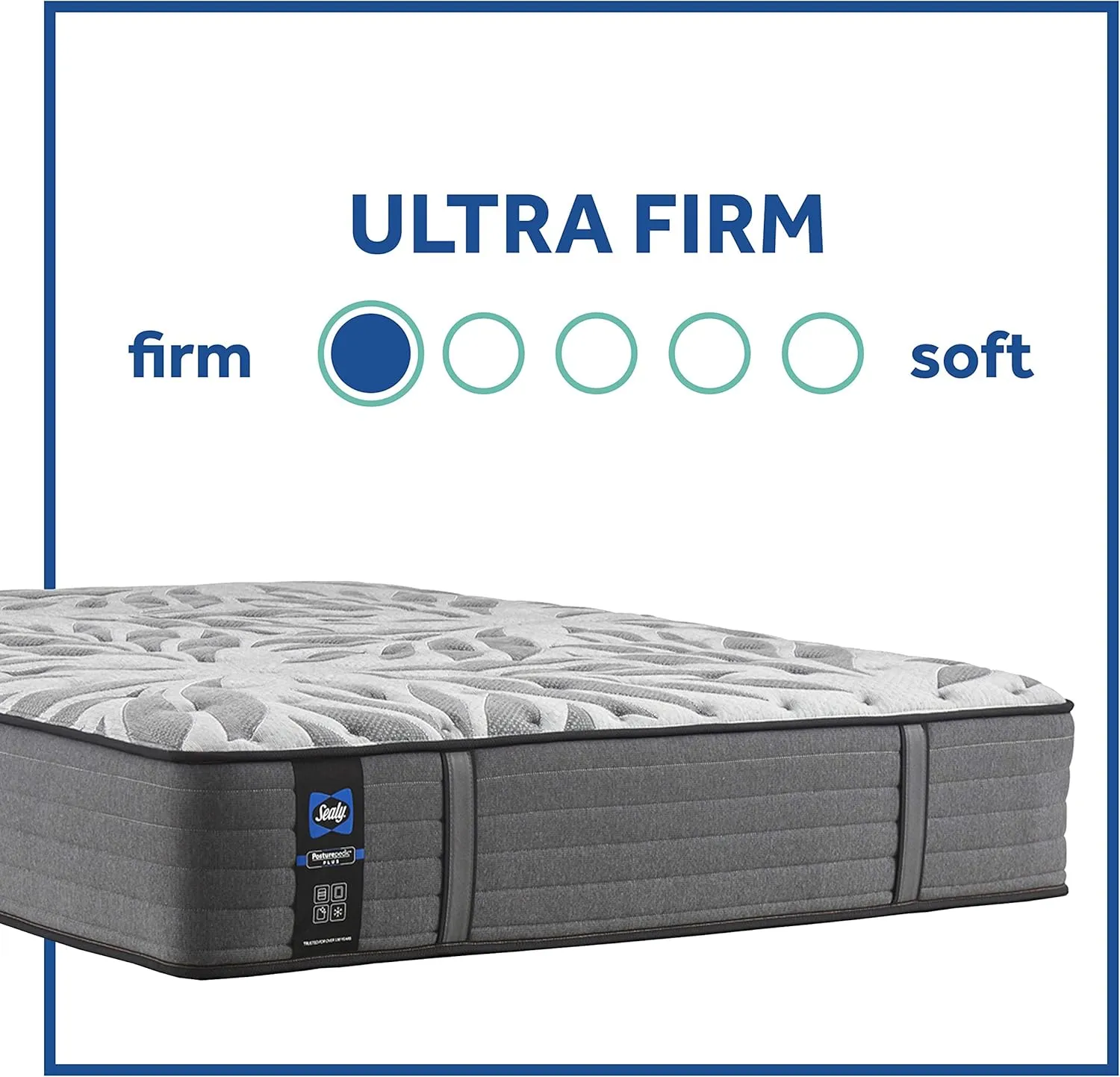 Sealy Posturepedic Plus Mattress with Surface-Guard and 9 Foundation, Tight Top 12-Inch Ultra Firm, Split Queen, Grey