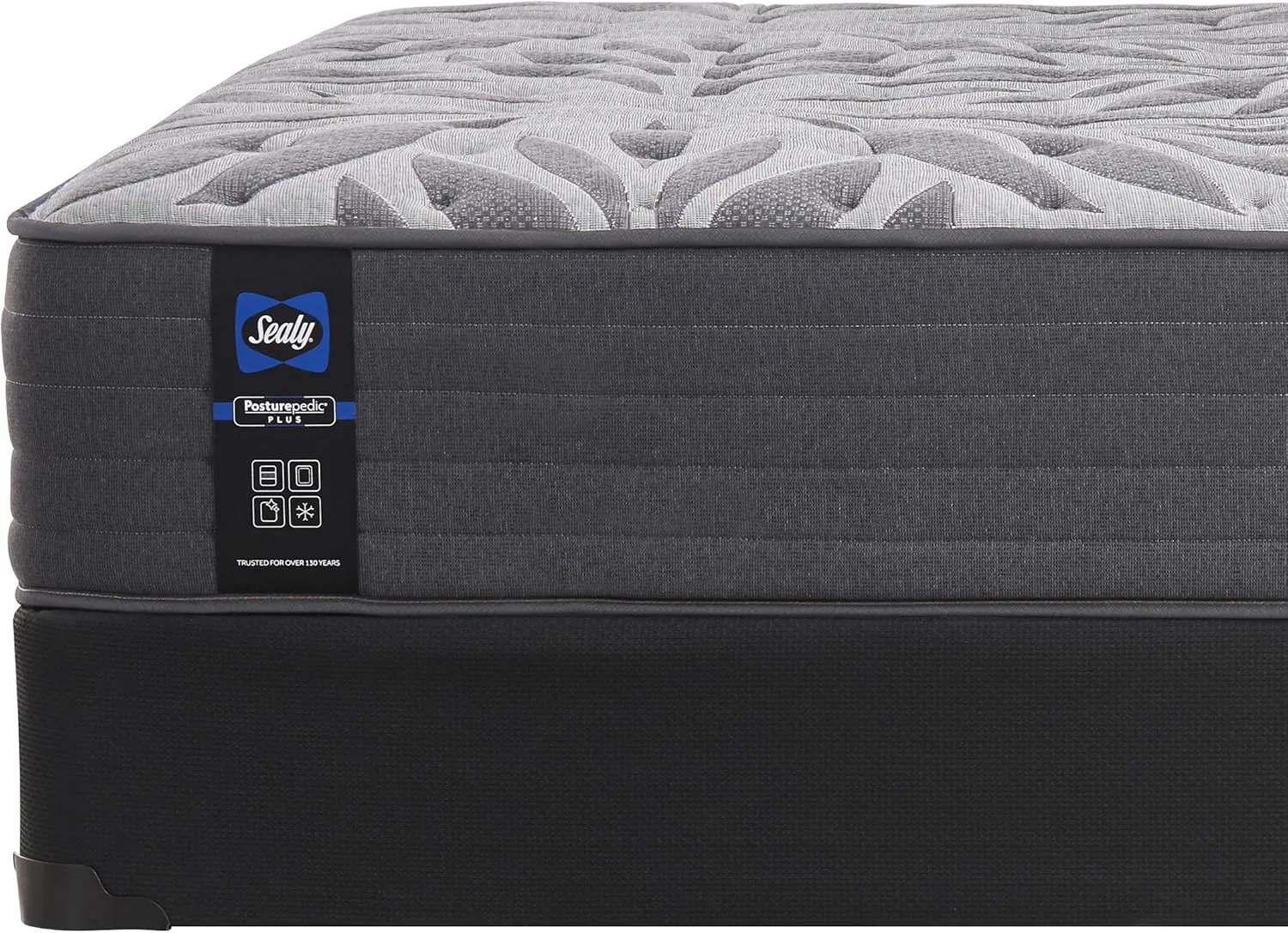 Sealy Posturepedic Plus, Tight Top 13 Plush Soft Mattress with Surface-Guard and 9-Inch Foundation, Queen, Grey