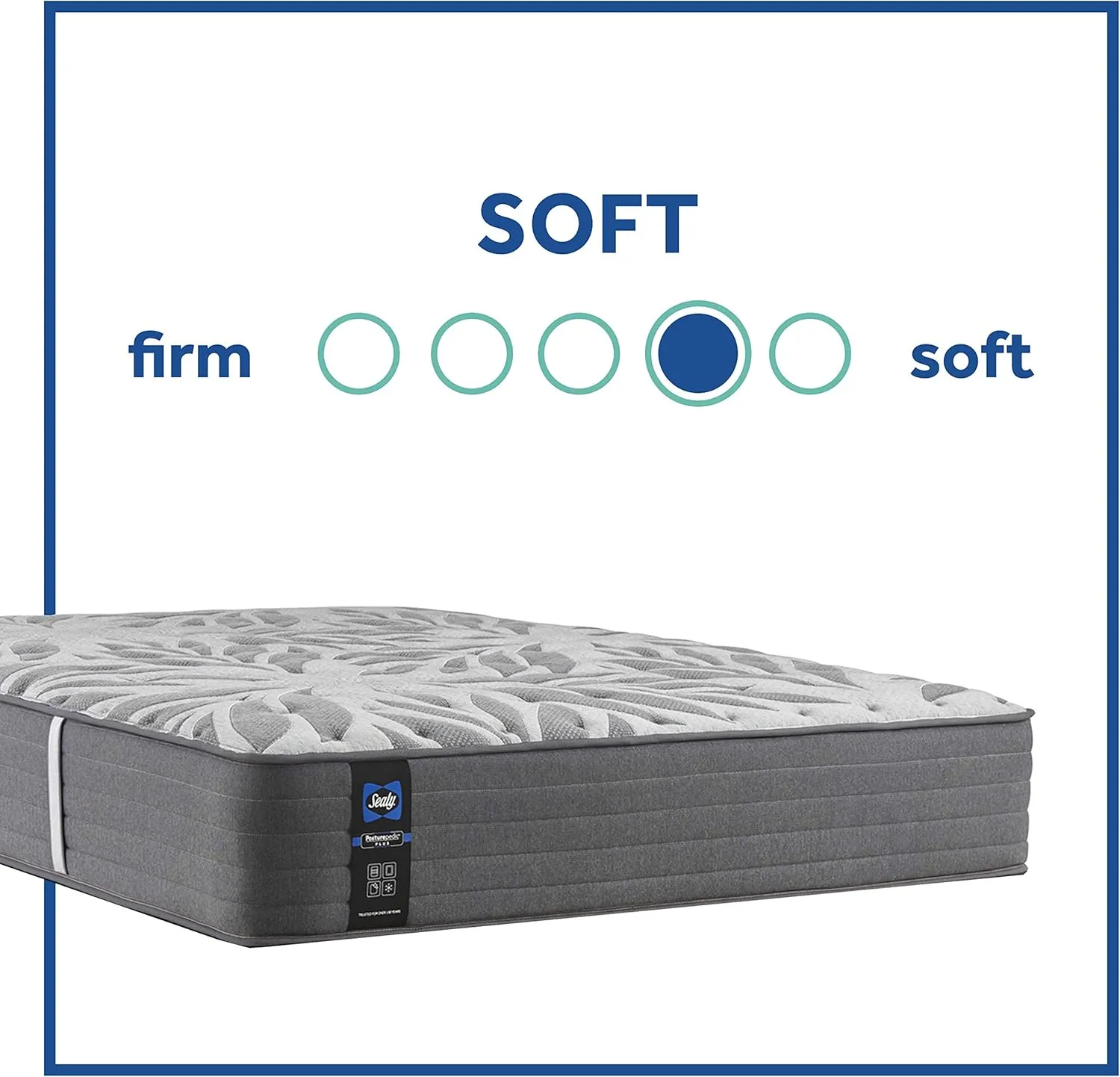 Sealy Posturepedic Plus, Tight Top 13 Plush Soft Mattress with Surface-Guard and 9-Inch Foundation, Queen, Grey