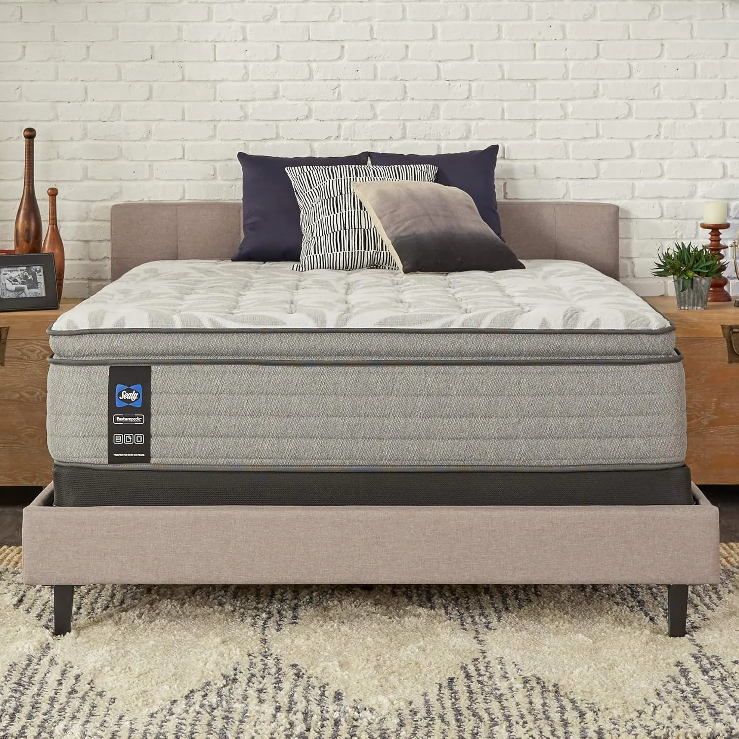 Sealy Posturepedic Spring Red Maple Euro Pillowtop Soft Feel Mattress and 5-Inch Foundation, King