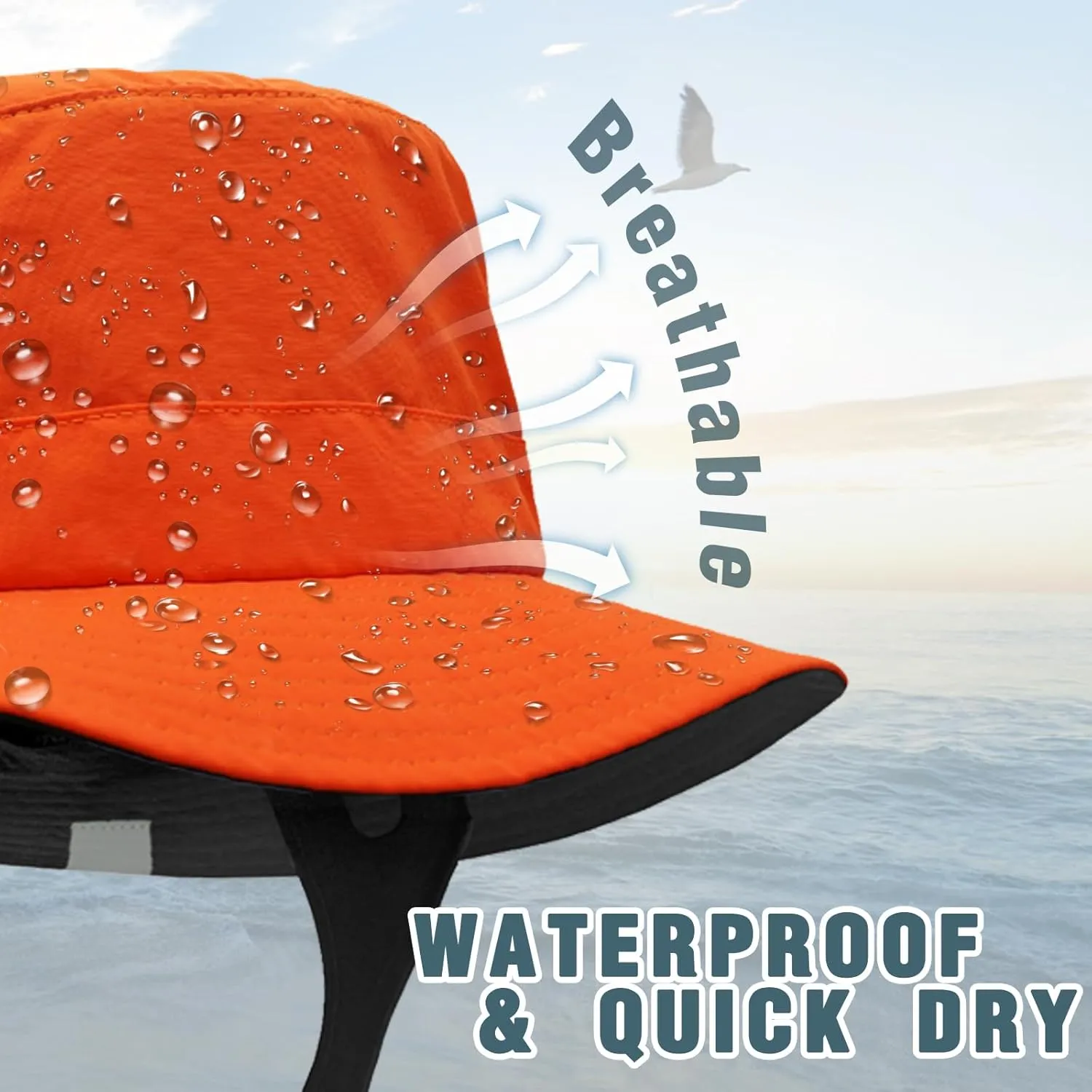 Seektop Surf Bucket Hat with UPF 50  UV Protection, Waterproof Sun Hat with Adjustable Chin Strap for Surfing, Water Sports