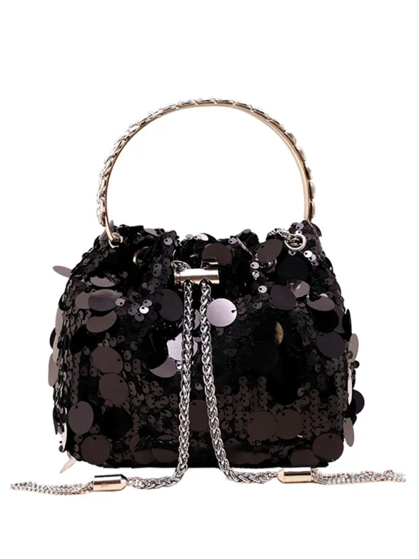 Sequin Mesh Bucket Handbag
