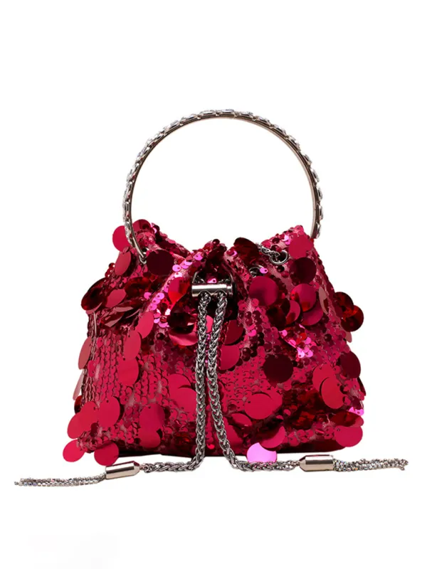 Sequin Mesh Bucket Handbag
