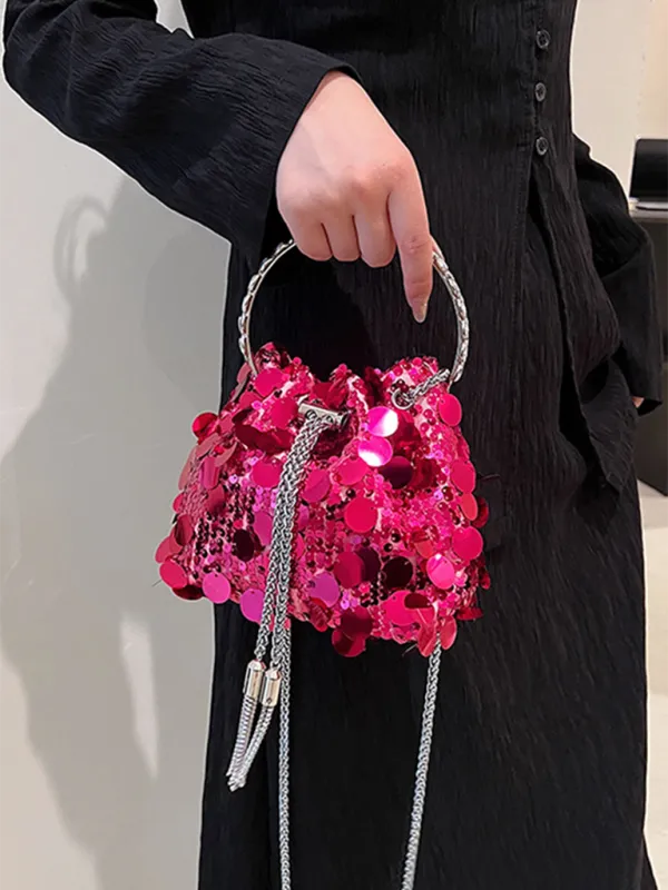 Sequin Mesh Bucket Handbag