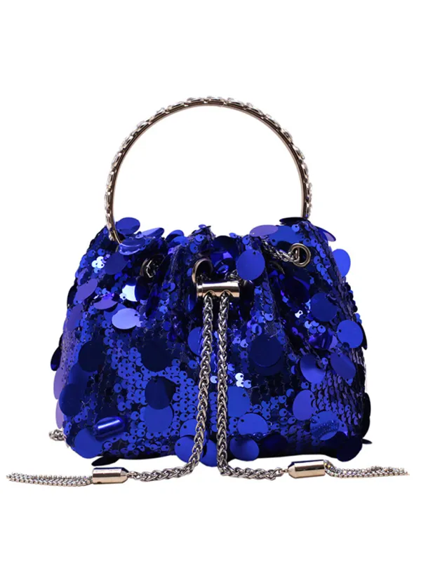 Sequin Mesh Bucket Handbag
