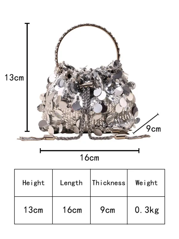 Sequin Mesh Bucket Handbag