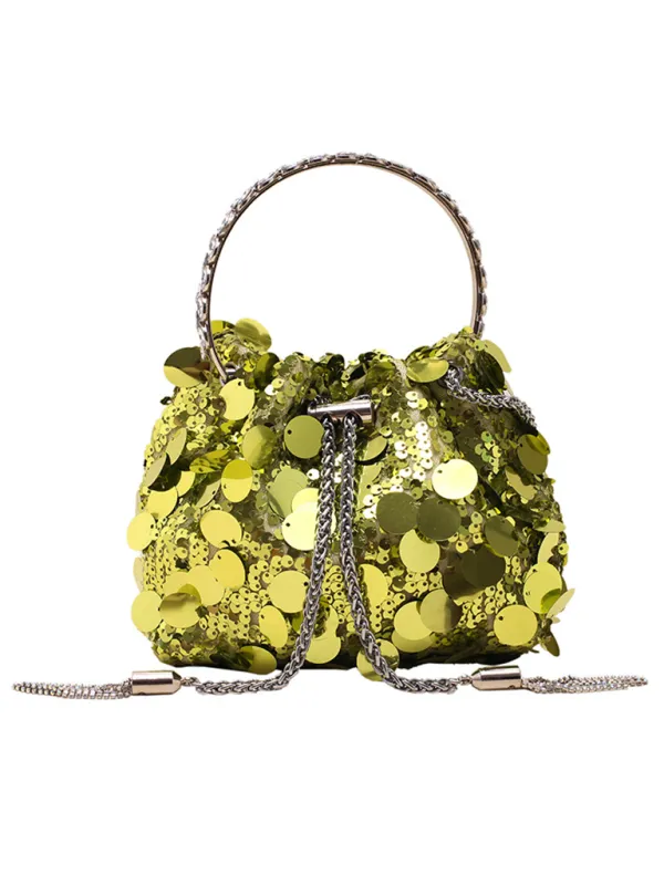 Sequin Mesh Bucket Handbag