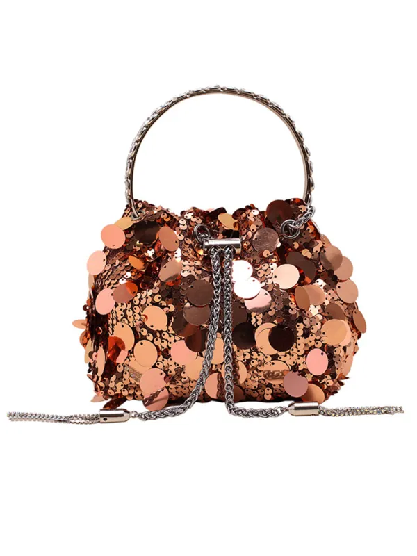 Sequin Mesh Bucket Handbag