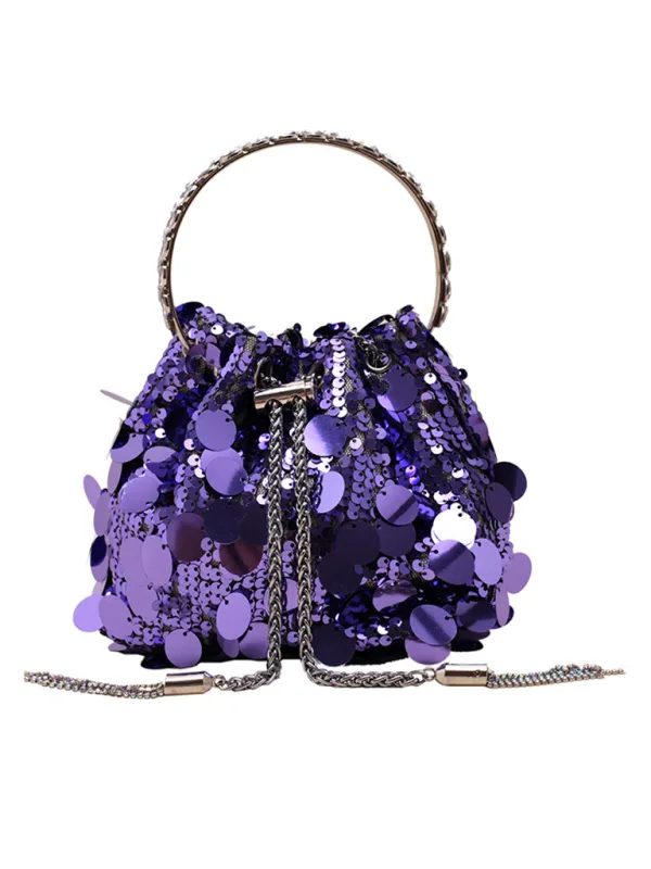 Sequin Mesh Bucket Handbag