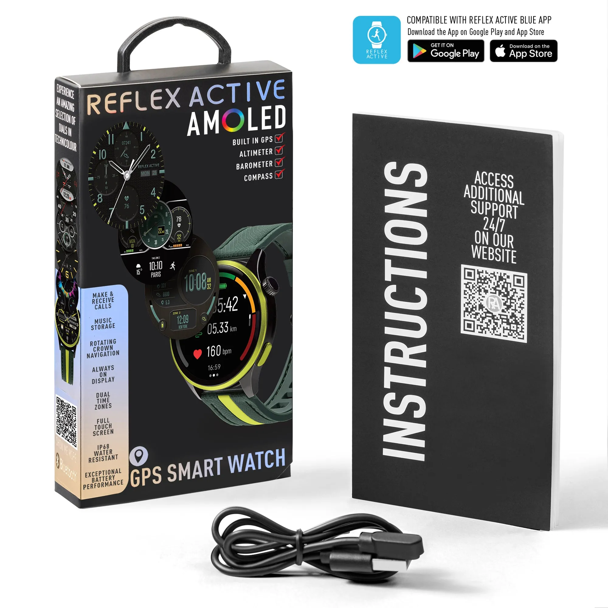 Series 54 AMOLED GPS Green and Yellow Smart Calling Watch