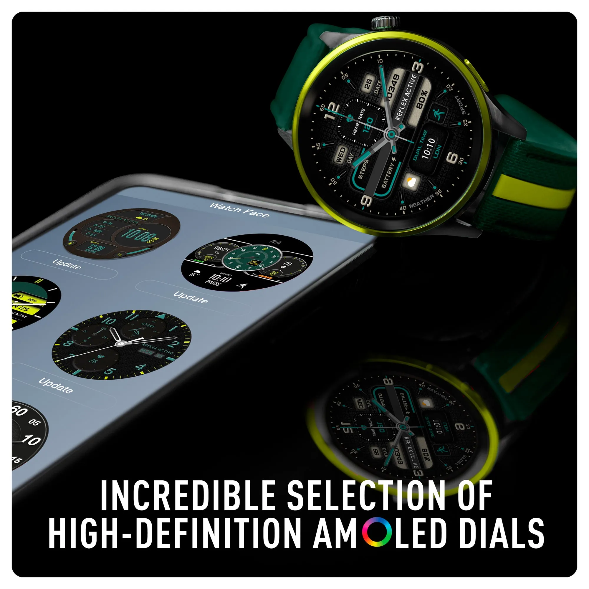 Series 54 AMOLED GPS Green and Yellow Smart Calling Watch