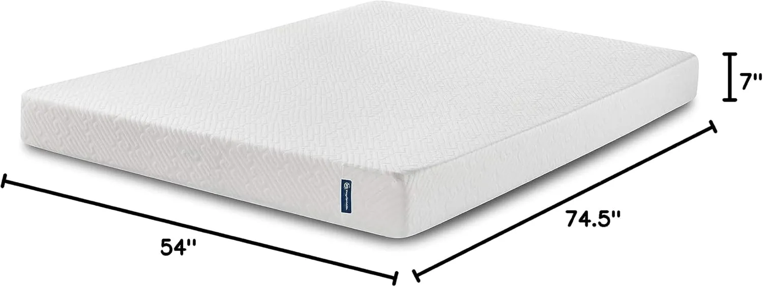 Serta - 7 inch Cooling Gel Memory Foam Mattress, Full Size, Medium-Firm, Supportive, CertiPur-US Certified, 100-Night Trial - For Ewe, White