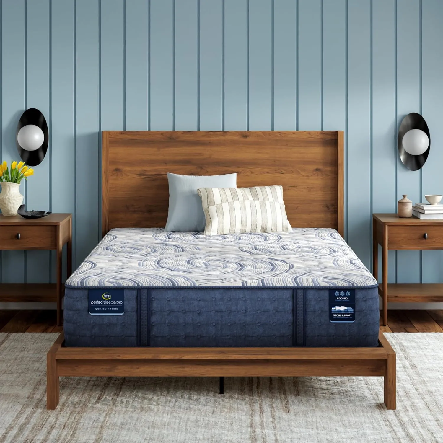 Serta Perfect Sleeper Pro - Hampton 12.5" Extra Firm Queen Latex Hybrid Mattress - 5 Support Zones and Cooling Tech for Premium Hybrid Comfort - 100 Night Trial, CertiPUR-US Certified