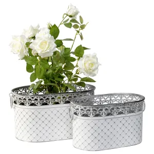 Set of 2 Nested French Country Oval Pot Planter
