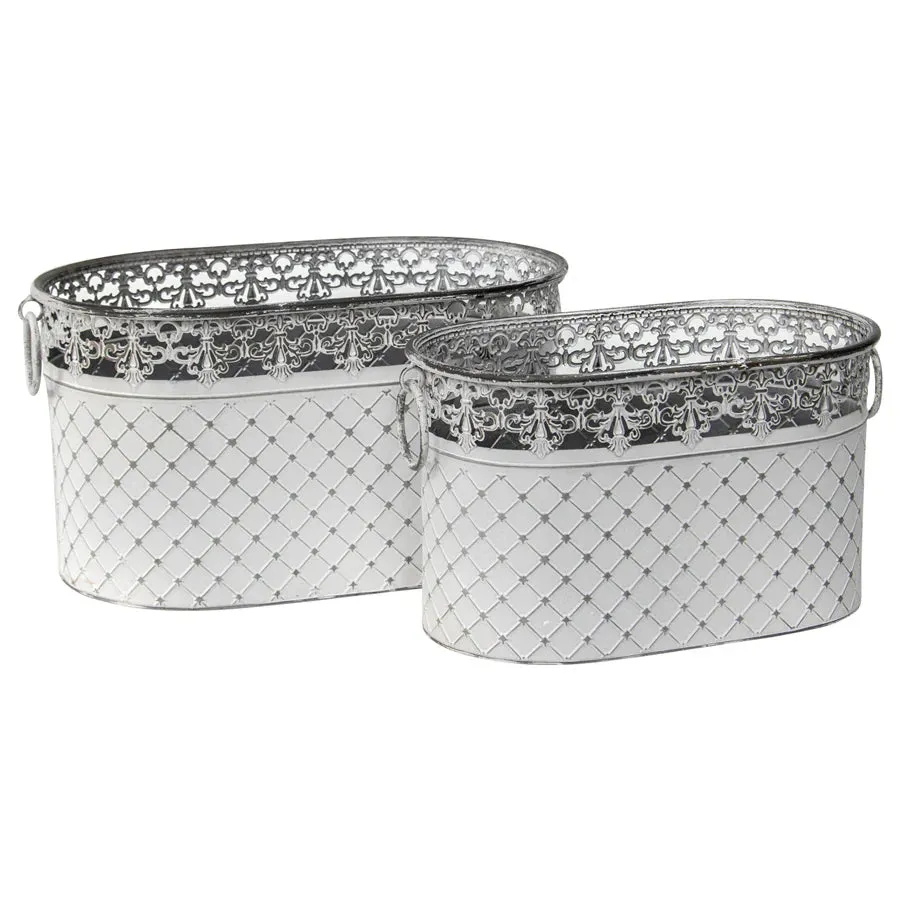 Set of 2 Nested French Country Oval Pot Planter