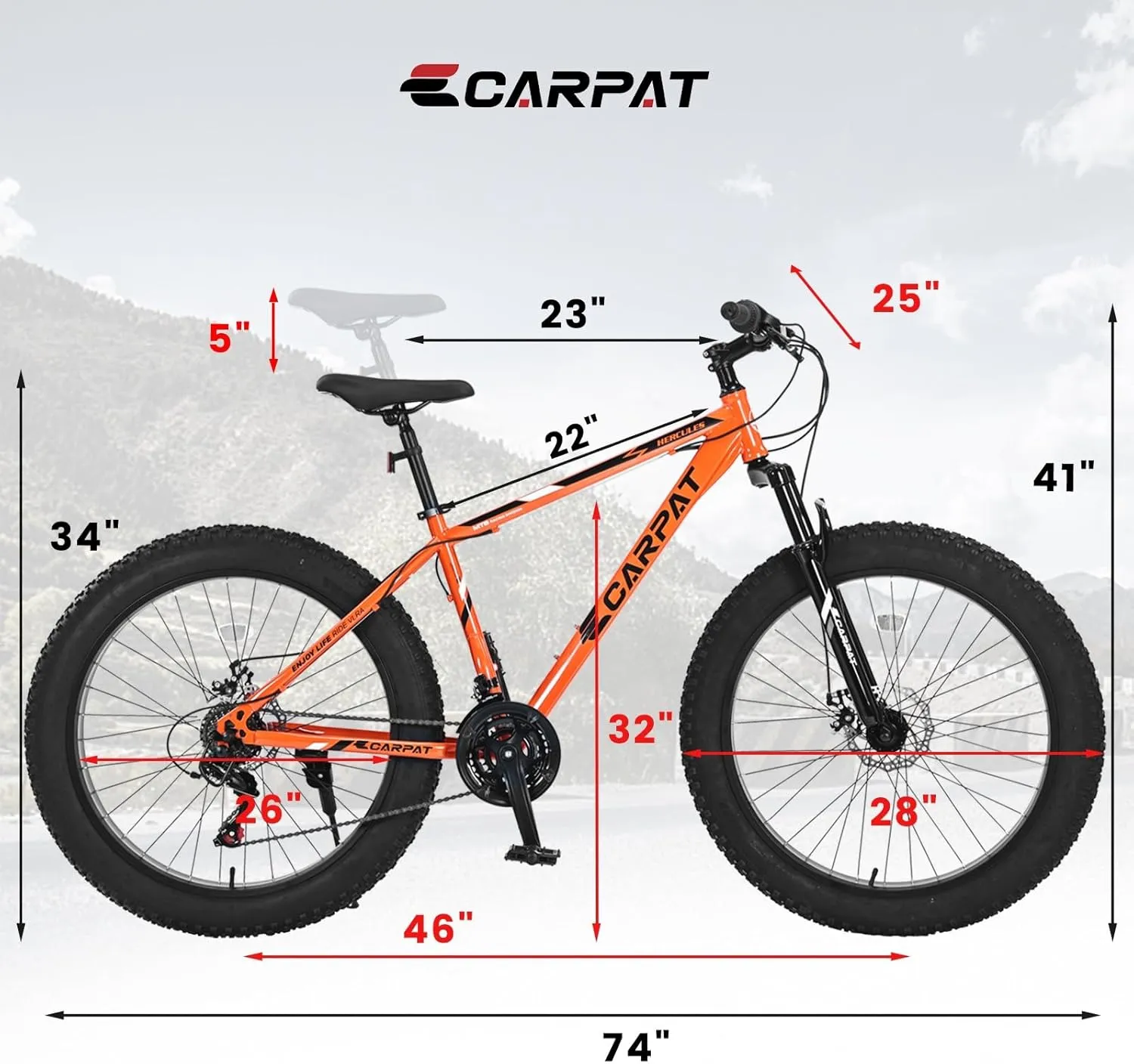 Shock Absorbing Mountain Bike with Full Gearing Kit, Wide Tires, Double Disc Brakes, and Rugged Frame for All-Terrain Adventures