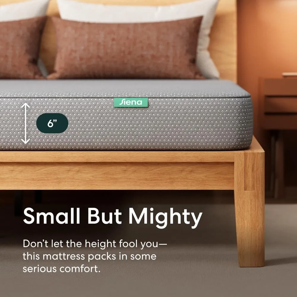 Siena 6" Twin Foam Mattress - Medium Firm - 180 Night Trial - Premium Pressure-Relieving Layers - 10 Year Warranty - Mattress in a Box - CertiPUR-US Certified