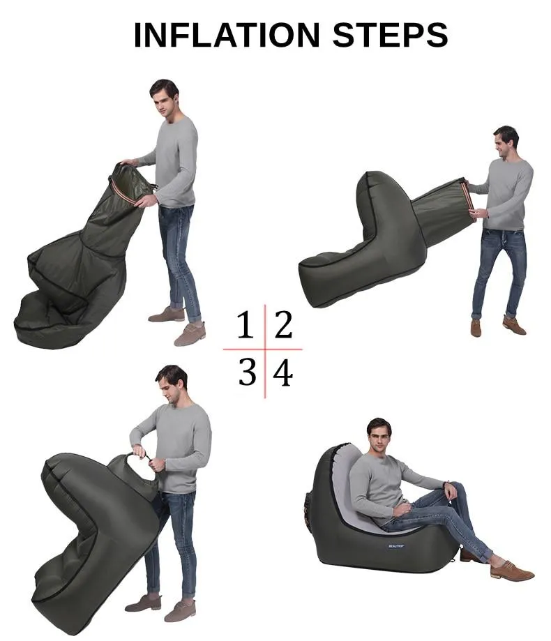 Single inflatable mattress outdoor portable folding chair