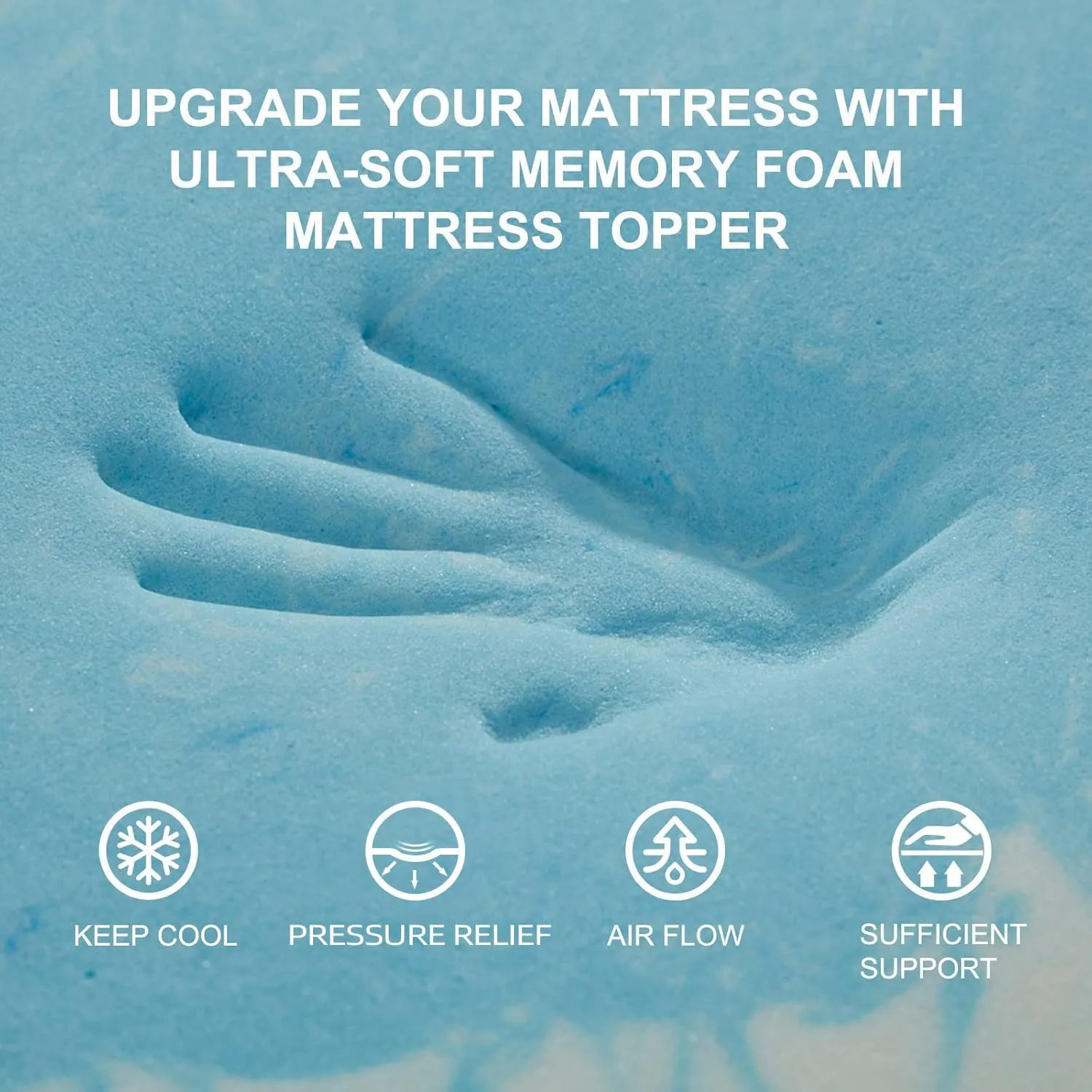 SINWEEK 2 Inch Memory Foam Mattress Topper Twin XL, Twin Extra Long Mattress Pads for College Dorm Single Bed, Pressure Relieve CertiPUR-US Certified, 39x80 Inches, Blue