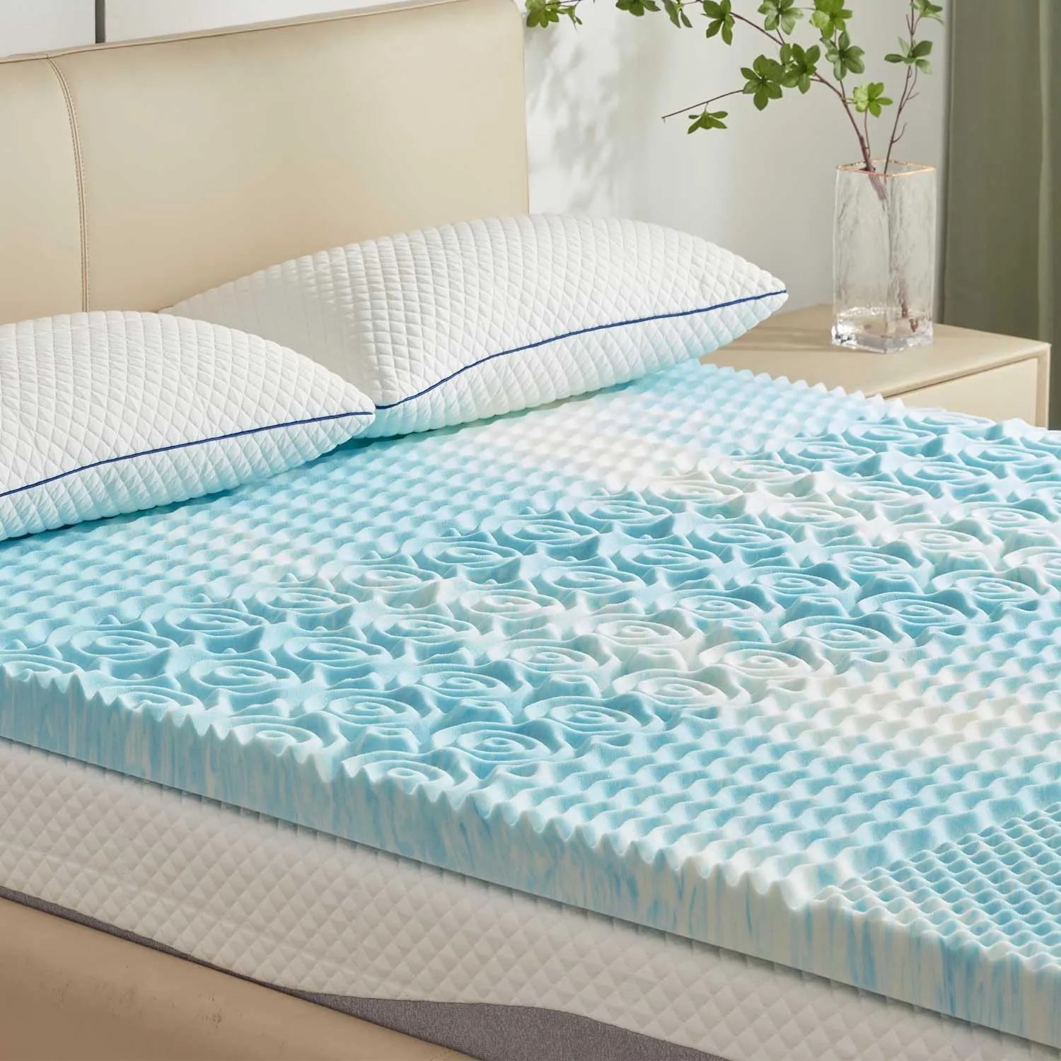 SINWEEK 2 Inch Memory Foam Mattress Topper Twin XL, Twin Extra Long Mattress Pads for College Dorm Single Bed, Pressure Relieve CertiPUR-US Certified, 39x80 Inches, Blue