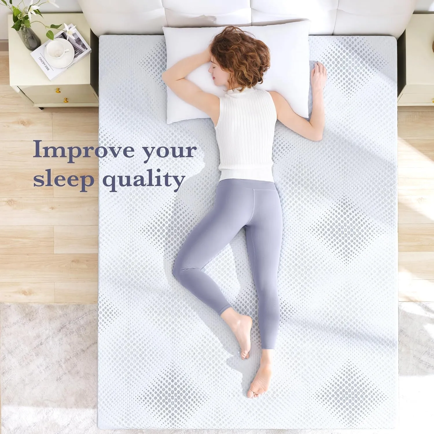 SINWEEK 3 Inch Gel Memory Foam Mattress Topper Queen Size, Mattress Pad for Body Pressure Relief, Cooling Bed Topper with Breathable Soft Cover, CertiPUR-US Certified
