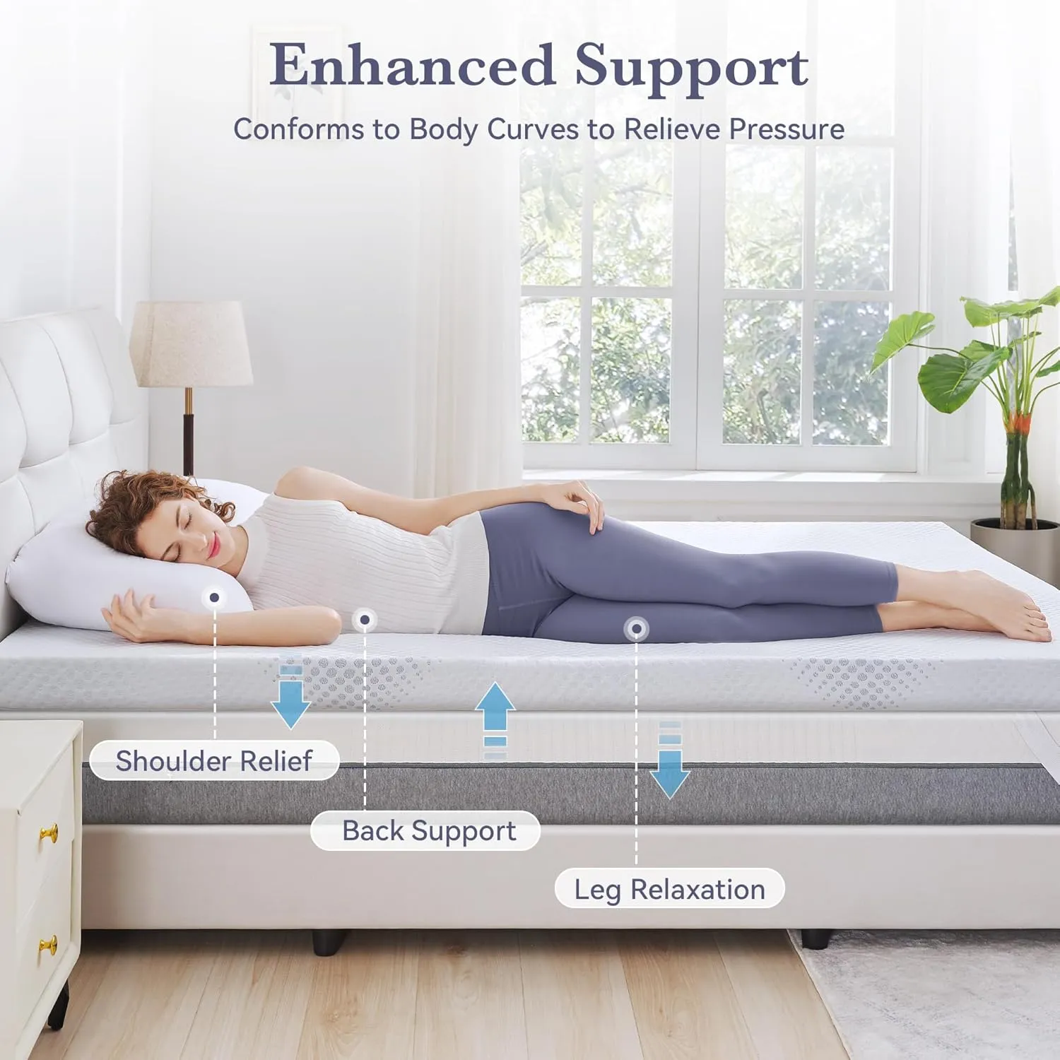 SINWEEK 3 Inch Gel Memory Foam Mattress Topper Queen Size, Mattress Pad for Body Pressure Relief, Cooling Bed Topper with Breathable Soft Cover, CertiPUR-US Certified