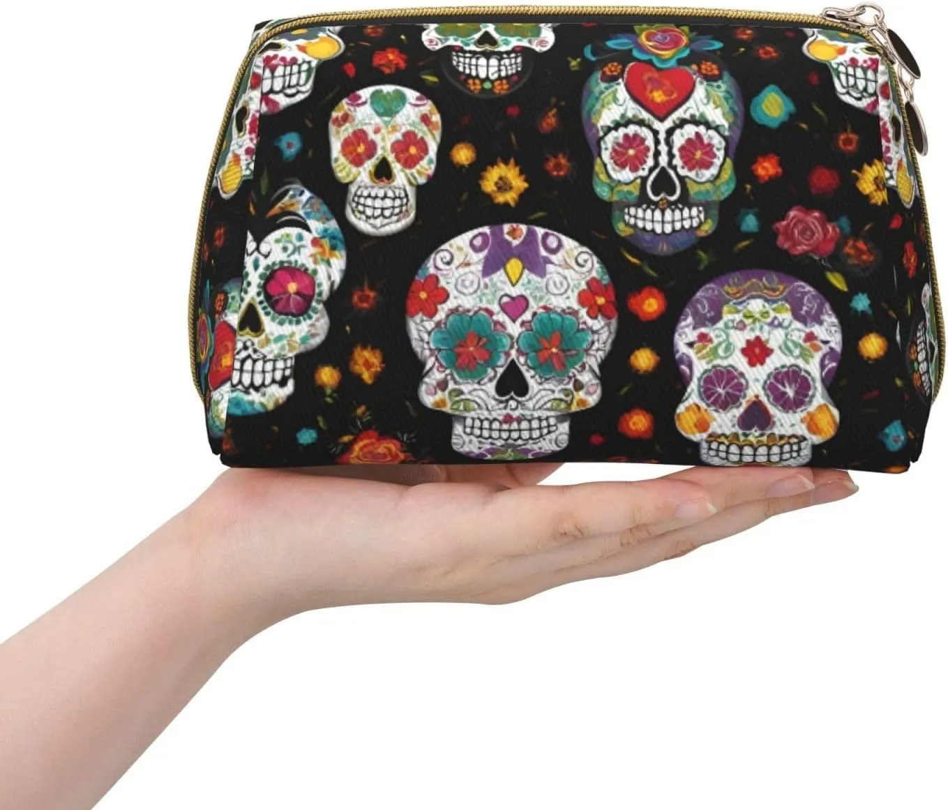 Skulls Toiletry Pouch, Travel-Friendly Makeup Organizer For Makeup Brushes, Lipsticks