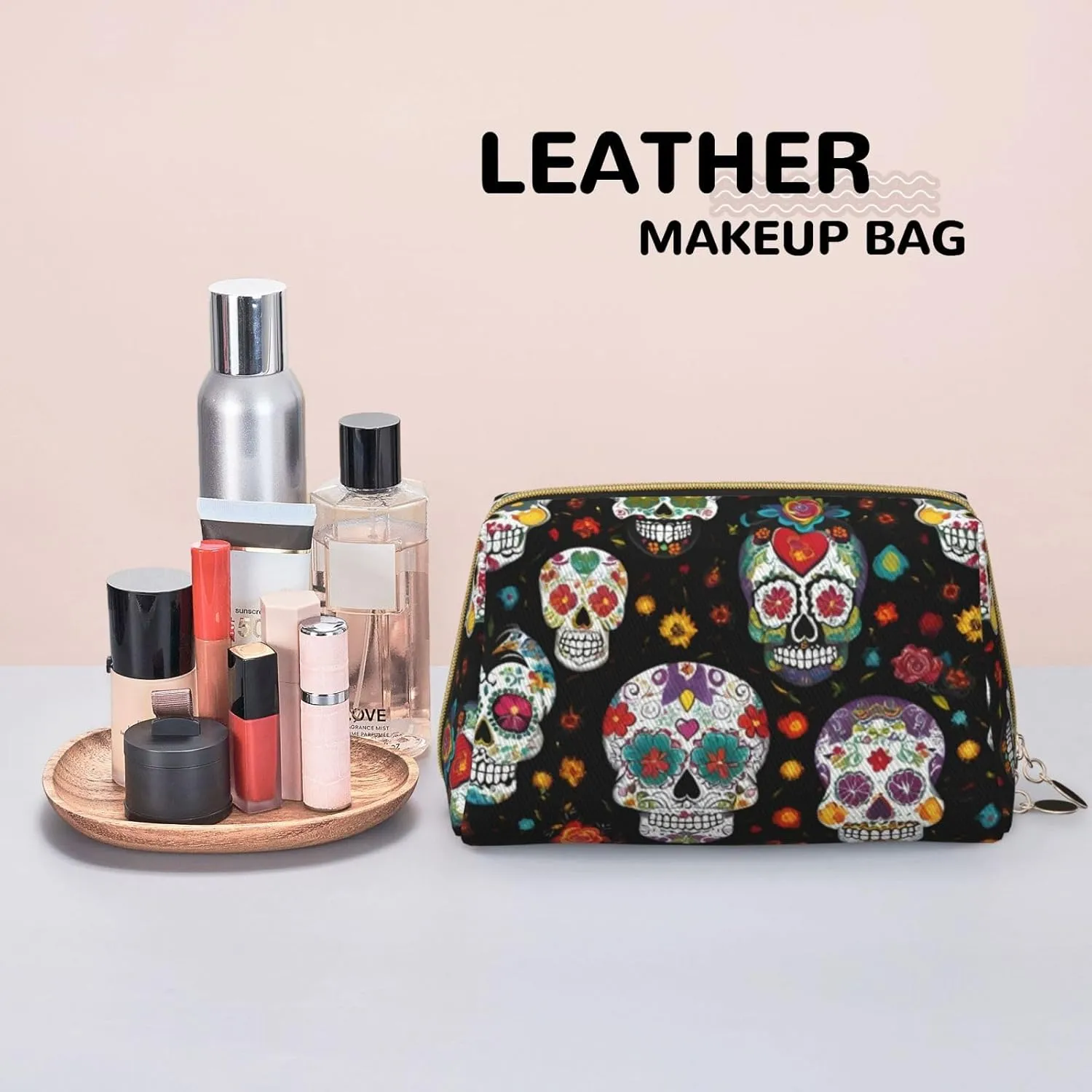 Skulls Toiletry Pouch, Travel-Friendly Makeup Organizer For Makeup Brushes, Lipsticks