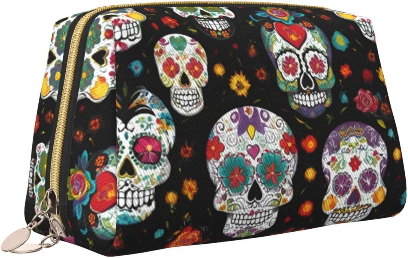 Skulls Toiletry Pouch, Travel-Friendly Makeup Organizer For Makeup Brushes, Lipsticks