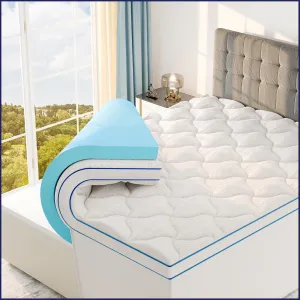 Sleep Lab 4 Inch Memory Foam Mattress Topper - Queen - Cooling Gel Memory Foam & Pillow Top