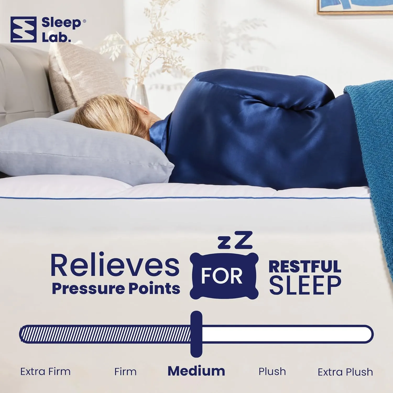 Sleep Lab 4 Inch Memory Foam Mattress Topper - Queen Size - Cooling Gel & Pillow Top for Back Pain