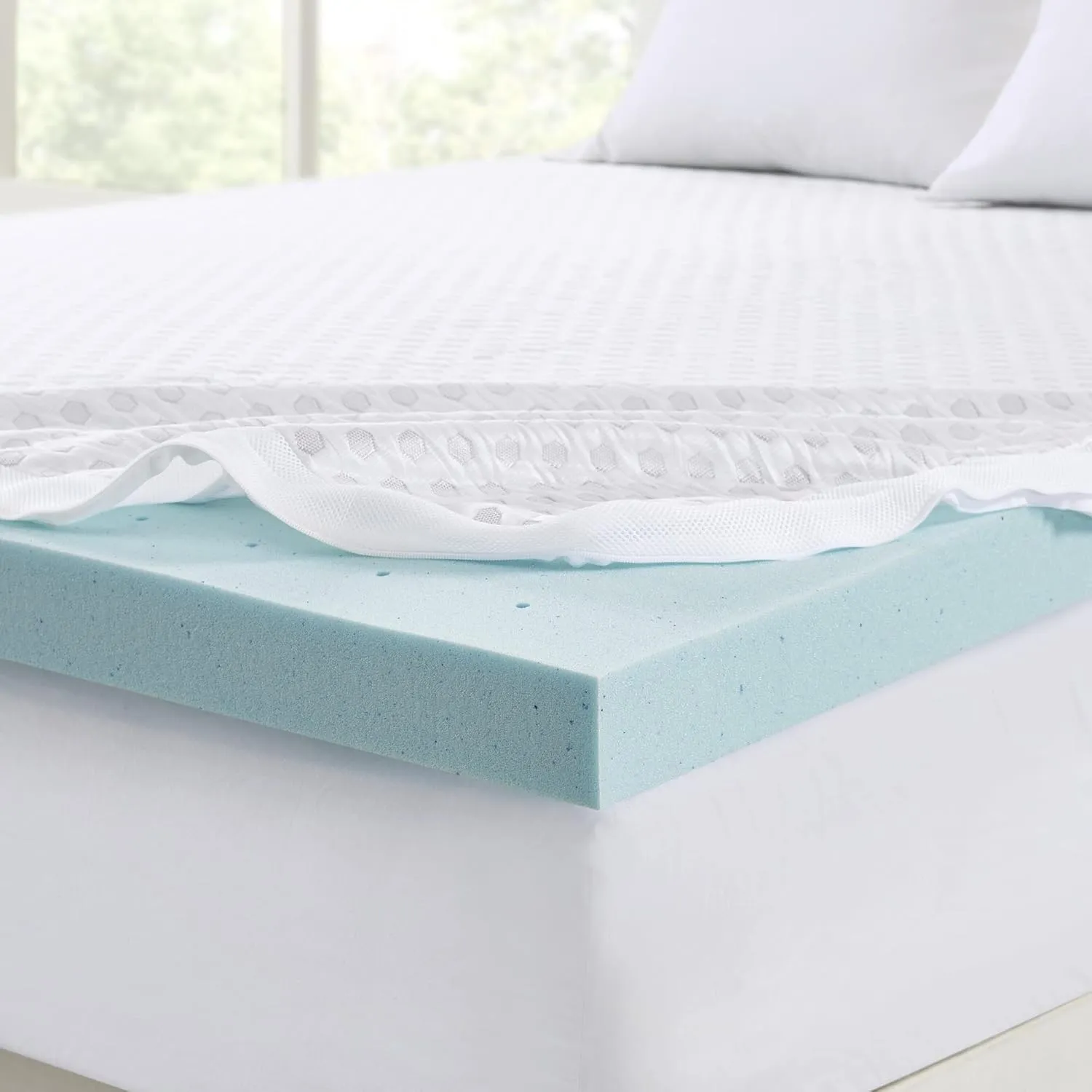 Sleep Philosophy Gel Infused Memory Foam Mattress Topper Luxurious All Season Enhanced Bed Support, Full(3" Thick), Removable Cooling Cover