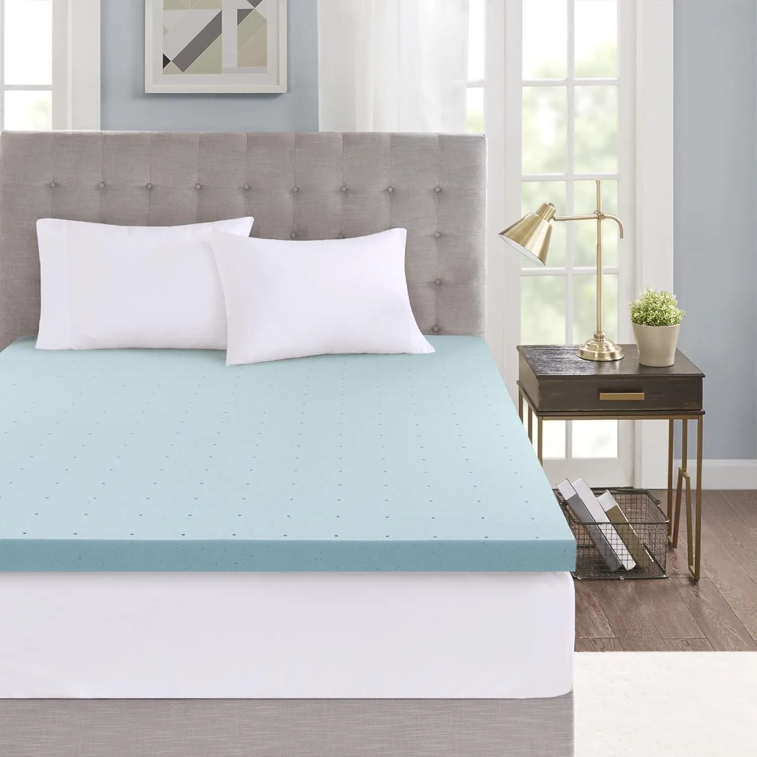 Sleep Philosophy Gel Infused Memory Foam Mattress Topper Luxurious All Season Enhanced Bed Support, Full(3" Thick), Removable Cooling Cover
