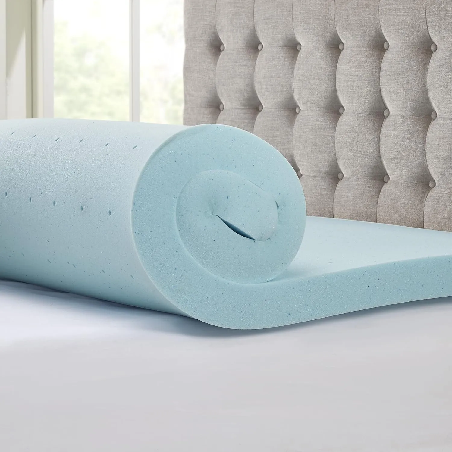 Sleep Philosophy Gel Infused Memory Foam Mattress Topper Luxurious All Season Enhanced Bed Support, Full(3" Thick), Removable Cooling Cover