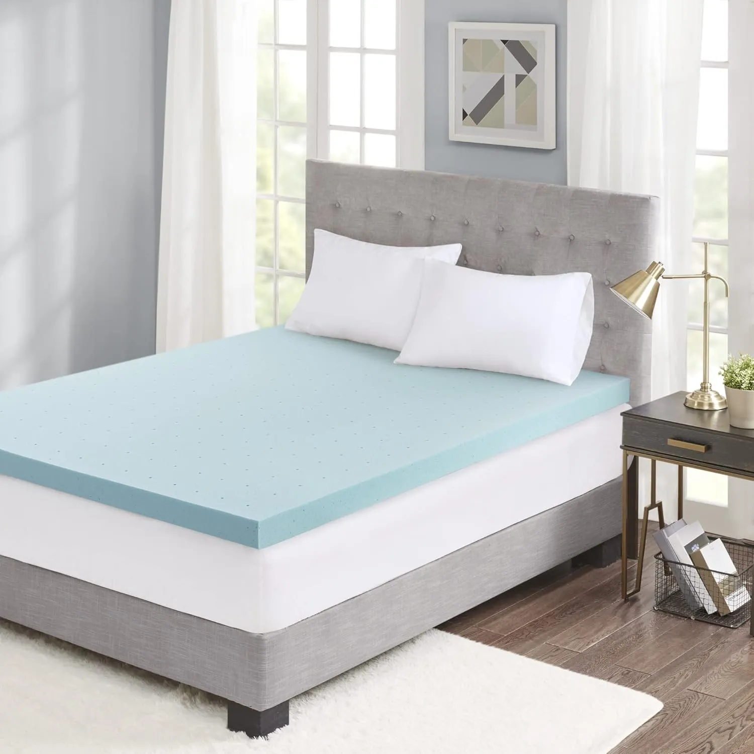 Sleep Philosophy Gel Infused Memory Foam Mattress Topper Luxurious All Season Enhanced Bed Support, Full(3" Thick), Removable Cooling Cover
