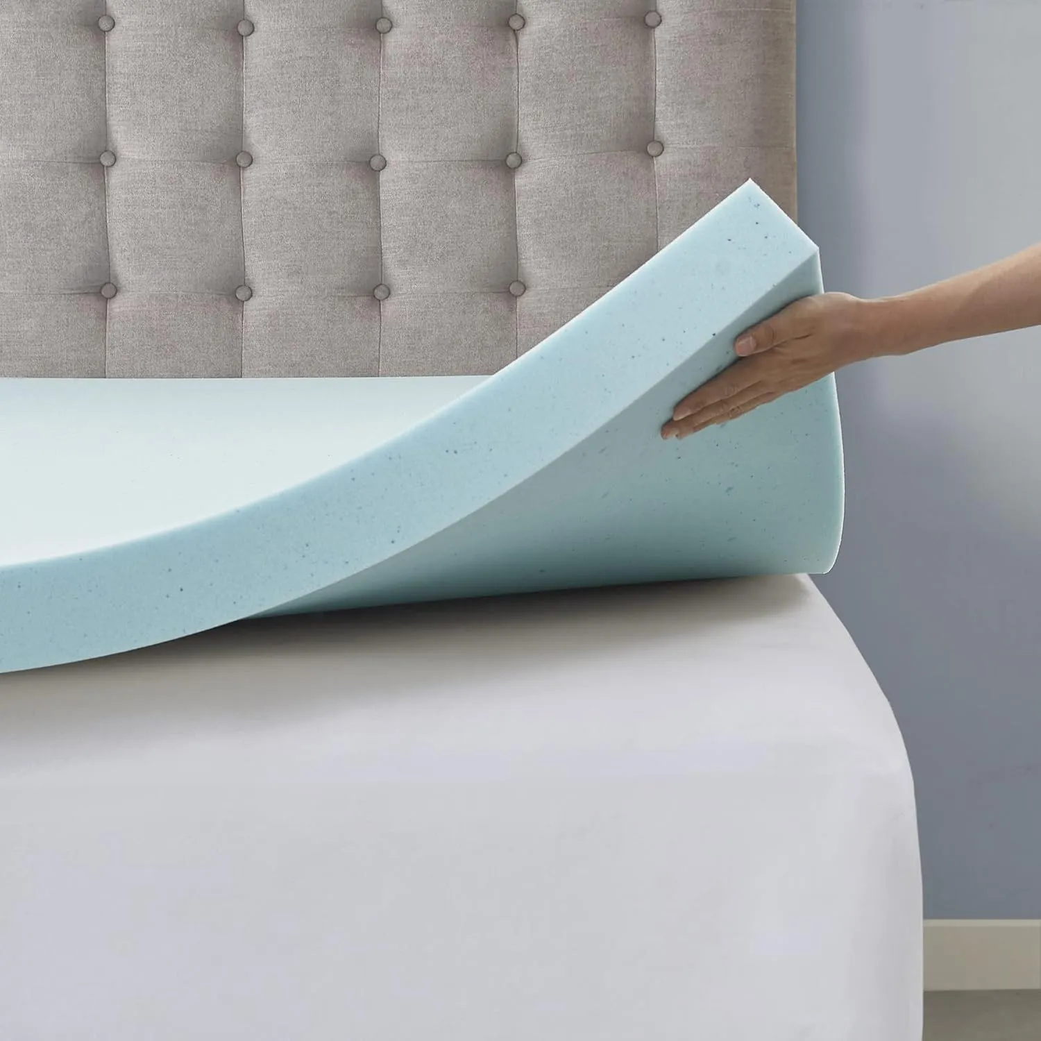 Sleep Philosophy Gel Infused Memory Foam Mattress Topper Luxurious All Season Enhanced Bed Support, Full(3" Thick), Removable Cooling Cover