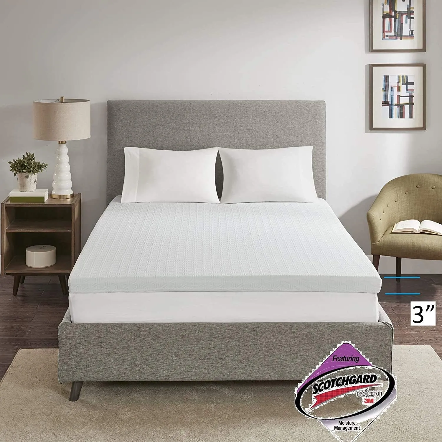 Sleep Philosophy Gel Infused Memory Foam Mattress Topper Luxurious, All Season Enhanced Bed Support, King(3" Thick), Removable 3M Cover