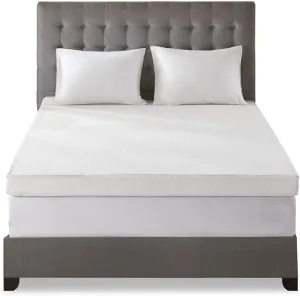 Sleep Philosophy Gel Infused Memory Foam Mattress Topper Luxurious, All Season Enhanced Bed Support, Queen, White Removable 3M Cover Scotchgard Moisture Wicking Cover