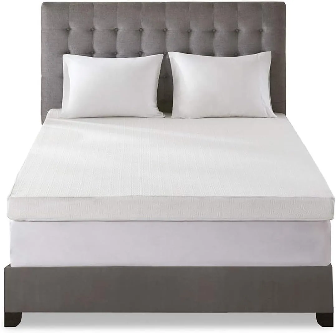 Sleep Philosophy Gel Infused Memory Foam Mattress Topper Luxurious, All Season Enhanced Bed Support, Queen, White Removable 3M Cover Scotchgard Moisture Wicking Cover