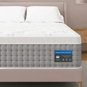 Sleepmax King Size Mattress 14 Inch - Hotel-Collection Hybrid Mattress Deep Sleep Pain Relief - Extra Lumbar & Hip Support - 365-Night Trial, Fiberglass-Free Bed in a Box, CertiPUR-US Certified