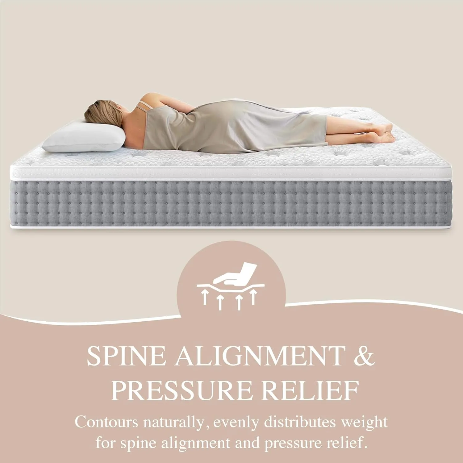 Sleepmax King Size Mattress 14 Inch - Hotel-Collection Hybrid Mattress Deep Sleep Pain Relief - Extra Lumbar & Hip Support - 365-Night Trial, Fiberglass-Free Bed in a Box, CertiPUR-US Certified