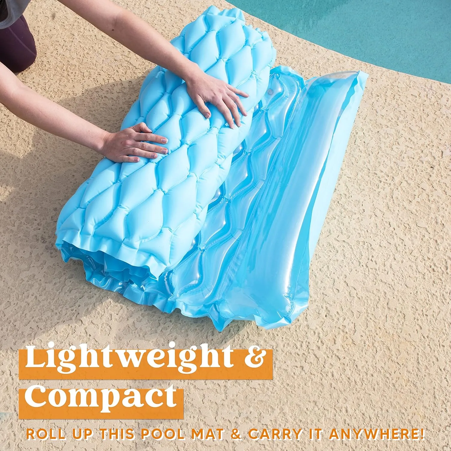 SLOOSH Inflatable Pool Floats Raft,Floating Lounge for Adults,64x32 inch Swimming Mat Pool Mattress with Headrest,2 Pieces Float Air Mat for Summer Water Beach Fun