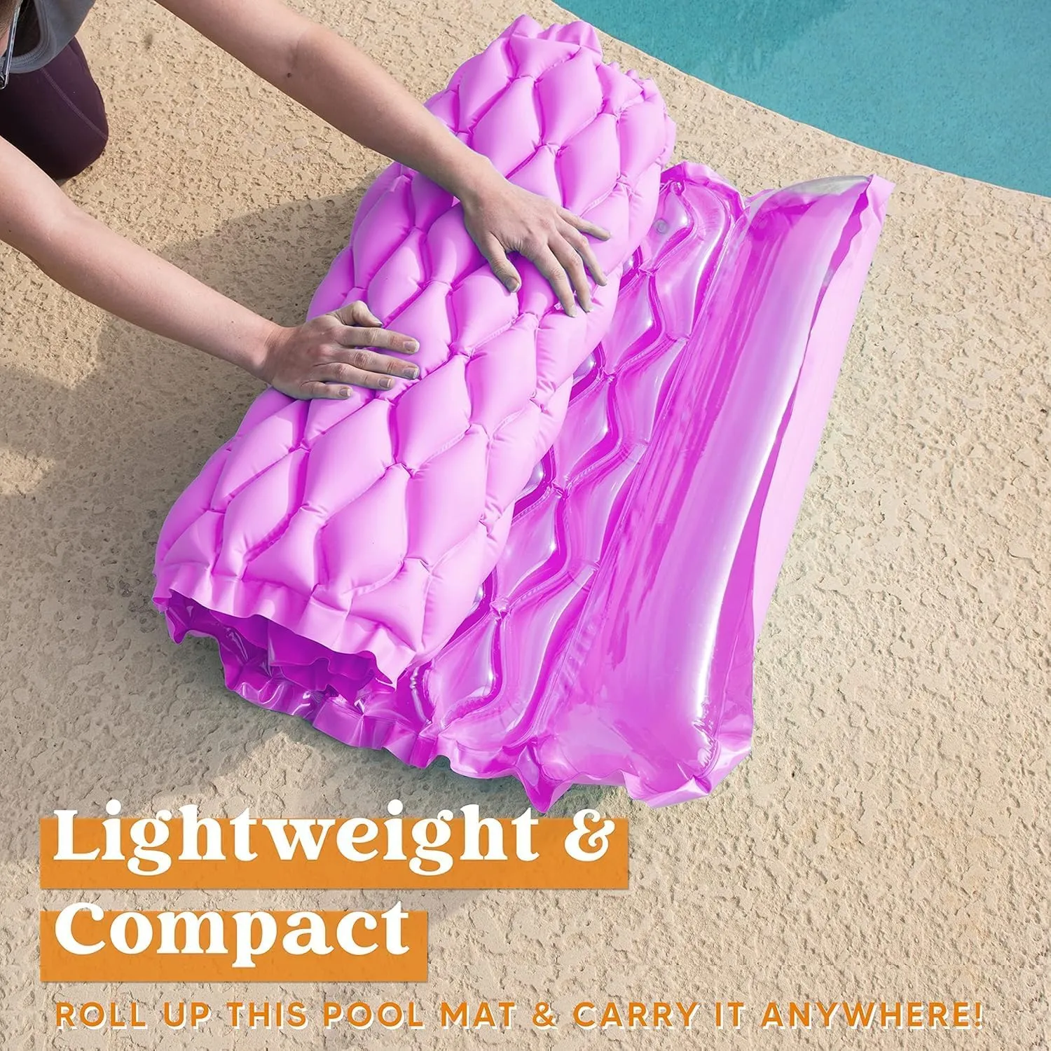 SLOOSH Inflatable Pool Floats Raft,Floating Lounge for Adults,64x32 inch Swimming Mat Pool Mattress with Headrest,2 Pieces Float Air Mat for Summer Water Beach Fun